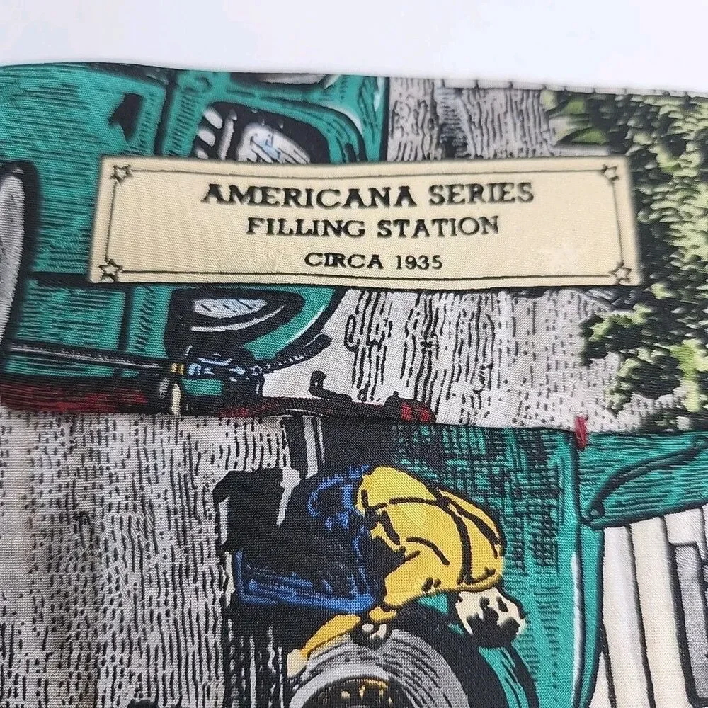 Van Heusen Silk Tie Lot of 3 Casual Americana Filling Station Lighting Village